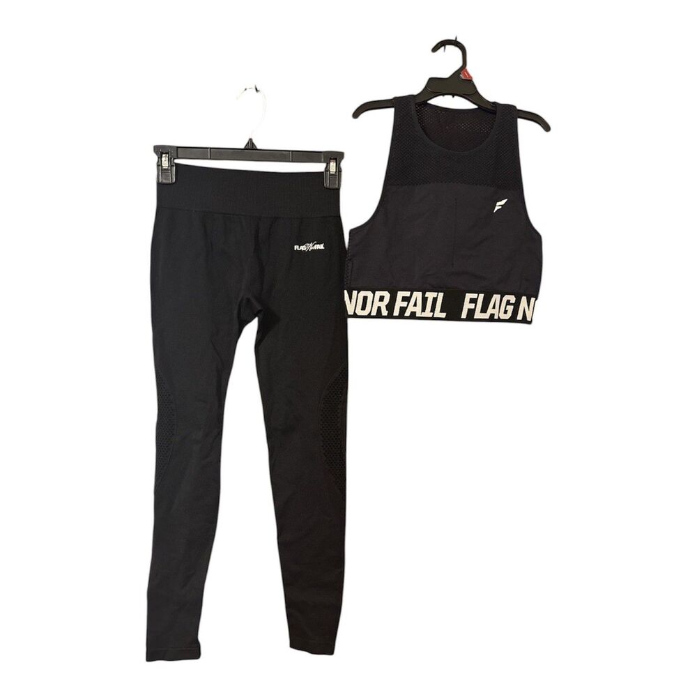 Flag Nor Fail Women’s Leggings Sports Bra Set Extra Small Black